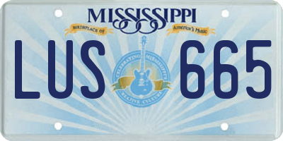 MS license plate LUS665