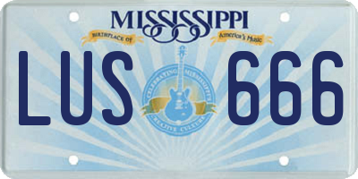 MS license plate LUS666