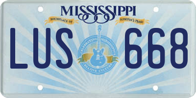 MS license plate LUS668