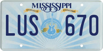 MS license plate LUS670