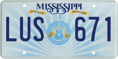 MS license plate LUS671