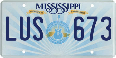 MS license plate LUS673