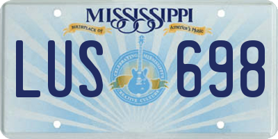 MS license plate LUS698