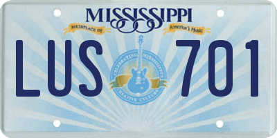 MS license plate LUS701