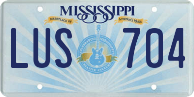 MS license plate LUS704