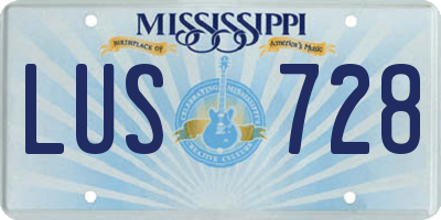 MS license plate LUS728