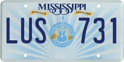 MS license plate LUS731