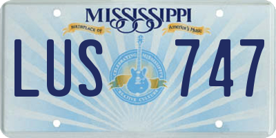 MS license plate LUS747