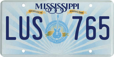MS license plate LUS765