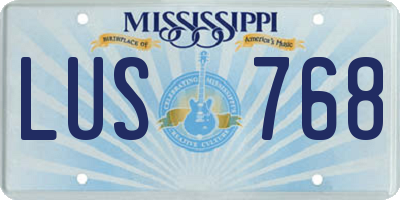 MS license plate LUS768
