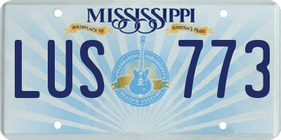 MS license plate LUS773