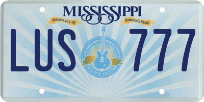 MS license plate LUS777