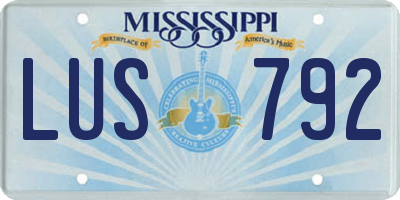 MS license plate LUS792