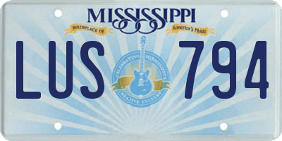 MS license plate LUS794