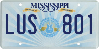 MS license plate LUS801