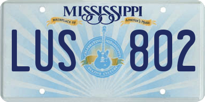 MS license plate LUS802