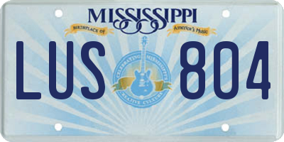 MS license plate LUS804