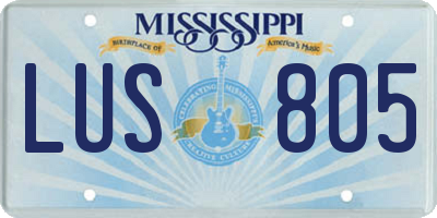 MS license plate LUS805