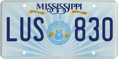 MS license plate LUS830