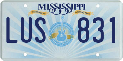 MS license plate LUS831