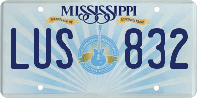 MS license plate LUS832