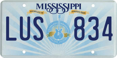 MS license plate LUS834