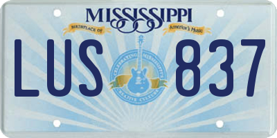 MS license plate LUS837
