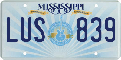 MS license plate LUS839