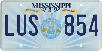 MS license plate LUS854