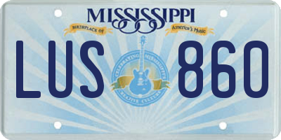 MS license plate LUS860