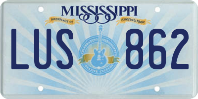 MS license plate LUS862