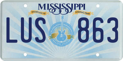 MS license plate LUS863