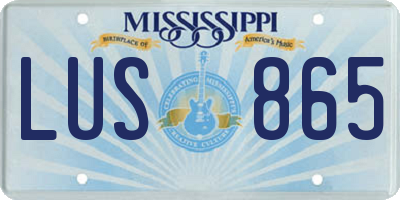 MS license plate LUS865