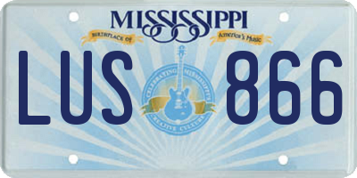 MS license plate LUS866