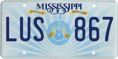 MS license plate LUS867