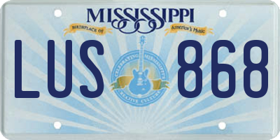 MS license plate LUS868
