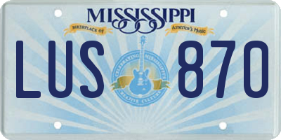 MS license plate LUS870