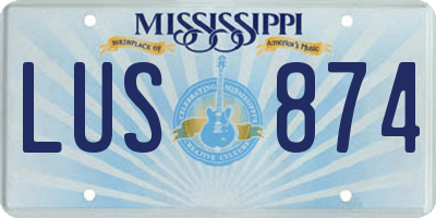 MS license plate LUS874