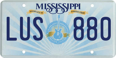 MS license plate LUS880
