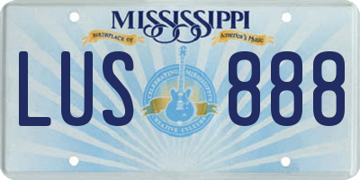 MS license plate LUS888