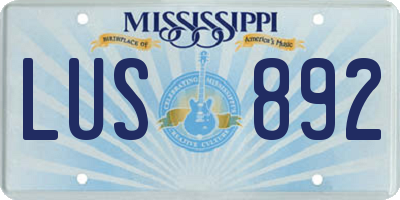 MS license plate LUS892