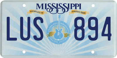 MS license plate LUS894