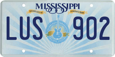 MS license plate LUS902