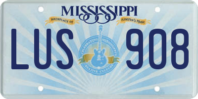 MS license plate LUS908
