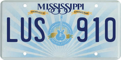 MS license plate LUS910