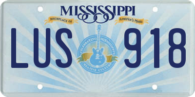 MS license plate LUS918