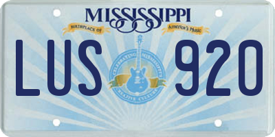 MS license plate LUS920