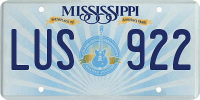 MS license plate LUS922
