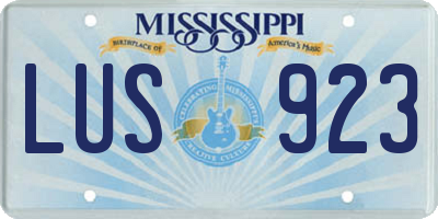 MS license plate LUS923