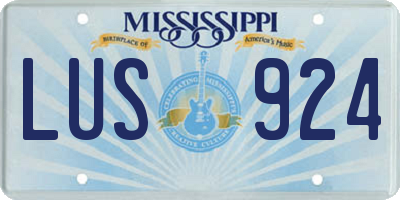 MS license plate LUS924